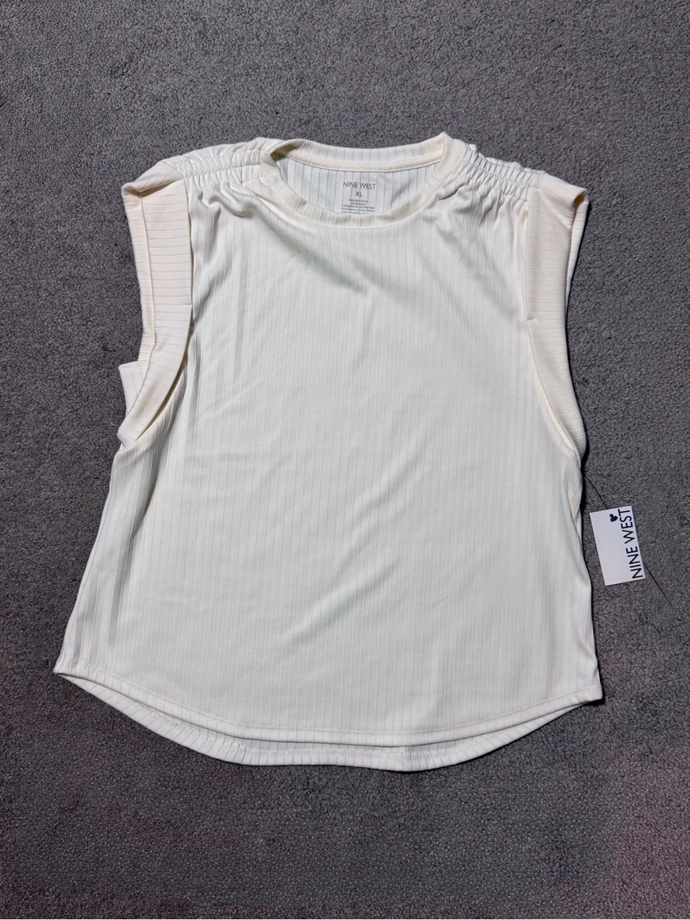 NWT Nine West Women’s Cream Ribbed Sleeveless Top - XL
